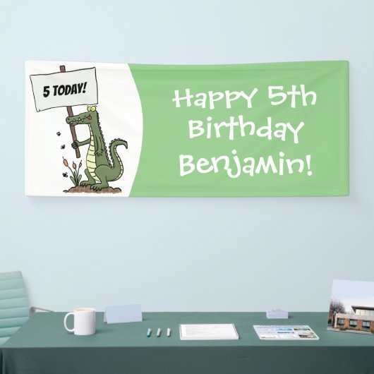 Funny krokodillenuitlijker met gebarentaal cartoon spandoek (Beurs)