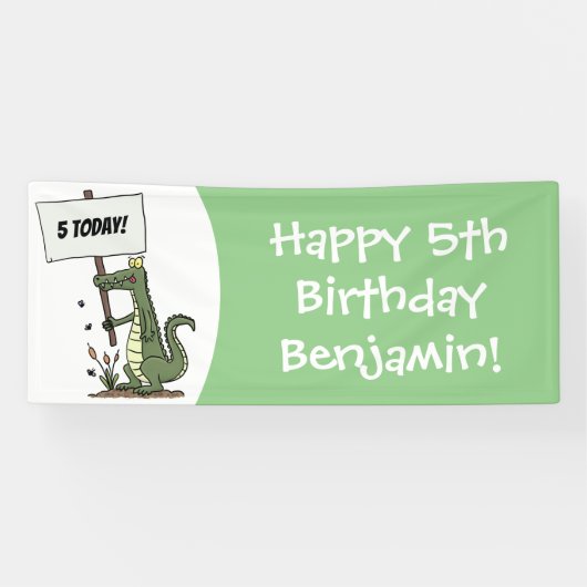 Funny krokodillenuitlijker met gebarentaal cartoon spandoek (Horizontaal)