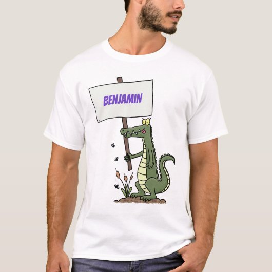 Funny krokodillenuitlijker met gebarentaal cartoon t-shirt (Voorkant)