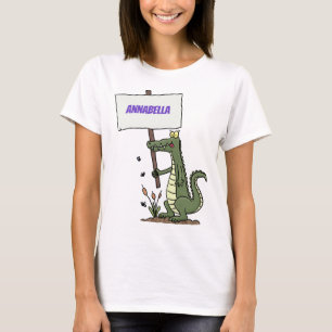 Funny krokodillenuitlijker met gebarentaal cartoon t-shirt