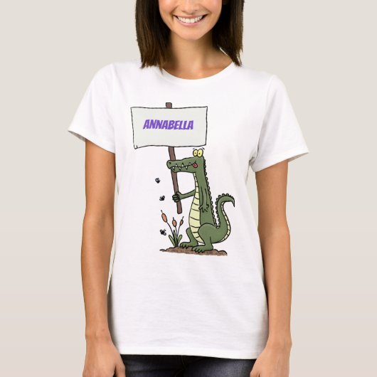 Funny krokodillenuitlijker met gebarentaal cartoon t-shirt (Voorkant)