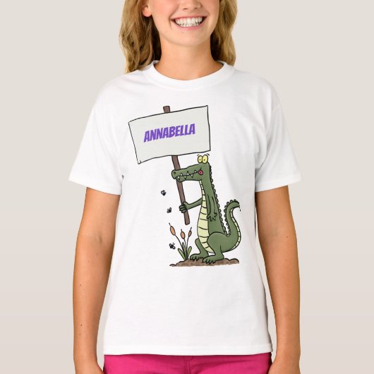Funny krokodillenuitlijker met gebarentaal cartoon t-shirt (Voorkant)