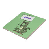 Funny krokodillenuitlijker met gebarentaal cartoon tegeltje (Zijkant)