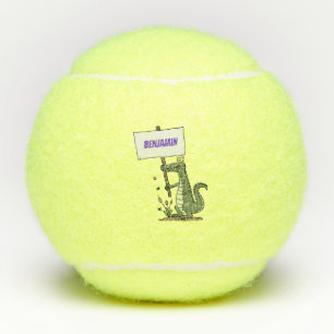 Funny krokodillenuitlijker met gebarentaal cartoon tennisballen