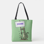 Funny krokodillenuitlijker met gebarentaal cartoon tote bag (Achterkant)