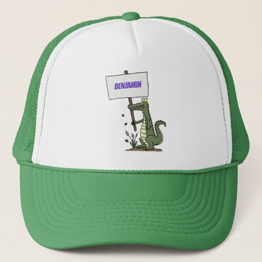 Funny krokodillenuitlijker met gebarentaal cartoon trucker pet (Voorkant)