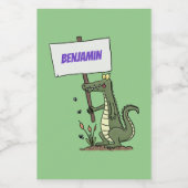 Funny krokodillenuitlijker met gebarentaal cartoon voedselcontainer etiket (Enkel label)