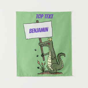 Funny krokodillenuitlijker met gebarentaal cartoon wandkleed