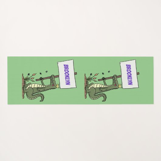 Funny krokodillenuitlijker met gebarentaal cartoon yogamat (Achterkant (horizontaal))