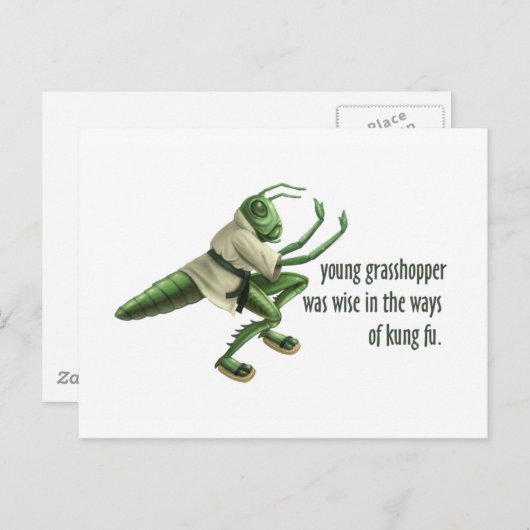 Funny Kung Fu Grasshopper Briefkaart (Voorkant / Achterkant)