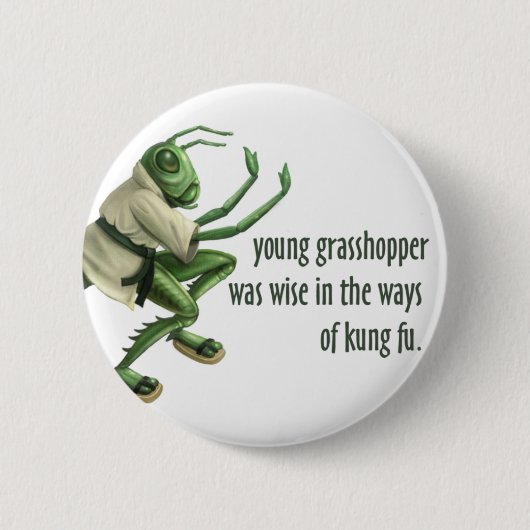 Funny Kung Fu Grasshopper Ronde Button 5,7 Cm (Voorkant)