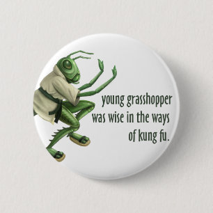Funny Kung Fu Grasshopper Ronde Button 5,7 Cm