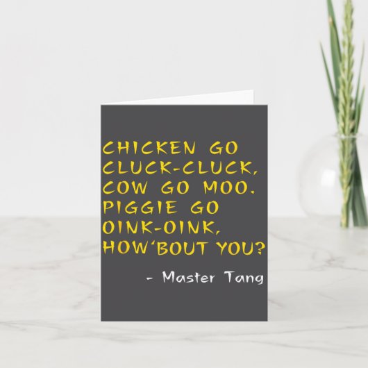 Funny Kung W Movie Quotes - Chicken Go Cluck Cow G Kaart (Voorkant)