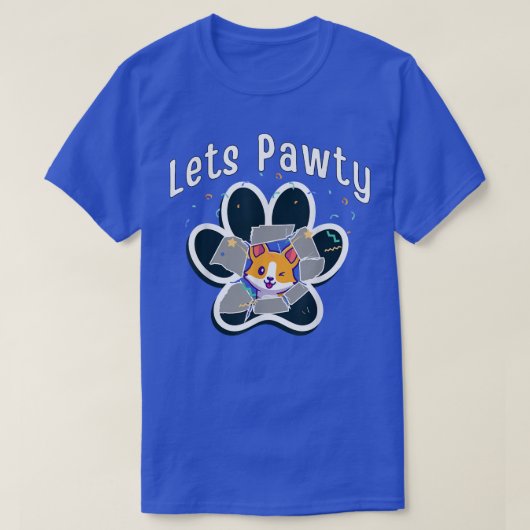 Funny laat Pawty Birthday Corgi Kind uitdelen T-shirt (Design voorkant)
