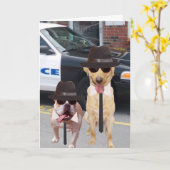 Funny Lab en Bull Dog Kaart (Gele Bloem)