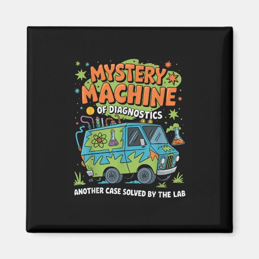 Funny Lab Week 2025 Retro Mystery Machine van Diag Magneet (Voorkant)