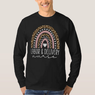 Funny Labor & Delivery Nurse Leopard Rainbow L & D T-shirt