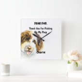 Funny Labradoodle Dad Waterverf Canine Art  Vierkante Klok (Huis)