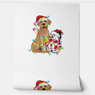 Funny Labrador Dog kerstT-shirt Snowman Xmas Ligh Behang