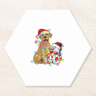 Funny Labrador Dog kerstT-shirt Snowman Xmas Ligh Kartonnen Onderzetters
