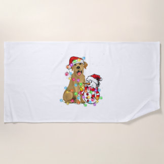 Funny Labrador Dog kerstT-shirt Snowman Xmas Ligh Strandlaken