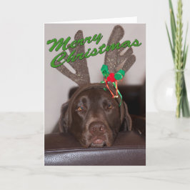 Funny Labrador Glitter Antlers Aangepaste tekst Feestdagen Kaart