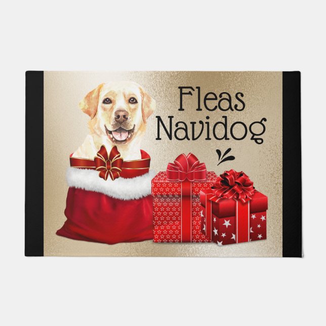 Funny Labrador kerstvlooien navidog cadeautjes Deurmat (Voorkant)