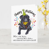 Funny Labrador persoonlijke Happy Birthday-kaart Kaart (Gele Bloem)