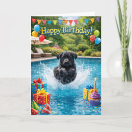 Funny Labrador puppy pool splash Kaart