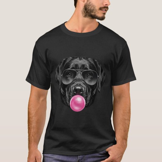 Funny Labrador Retriever Blowing Bubble Gum Cool  T-shirt (Voorkant)