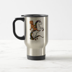 Funny Labrador Retriever Dog Riding Unicorn Reisbeker