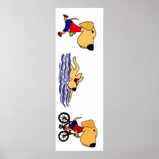 Funny Labrador Retriever Triathlete Poster (Voorkant)
