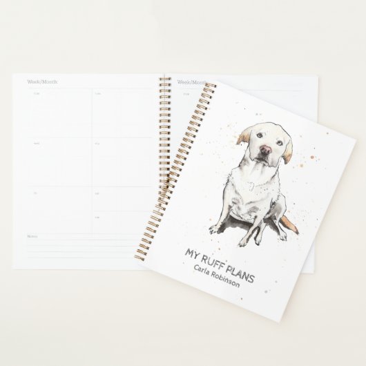 Funny Labrador Retriever waterverf gepersonaliseer Planner (Display)