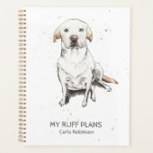 Funny Labrador Retriever waterverf gepersonaliseer Planner (Voorkant)