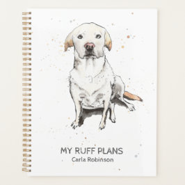 Funny Labrador Retriever waterverf gepersonaliseer Planner