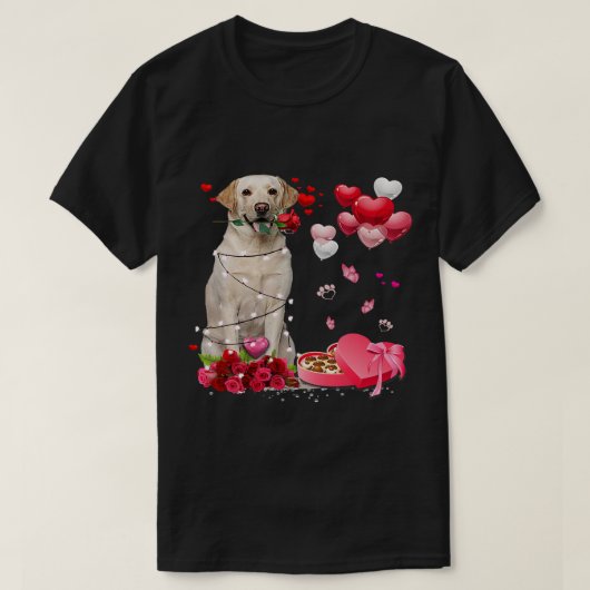 Funny Labrador Roos Heart Happy Valentine Day Dog T-shirt (Design voorkant)