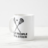 Funny Lacrosse ik sla mensen met een stok Koffiemok (Voorkant links)