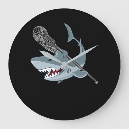 Funny Lacrosse Shark Lacrosse Shark Lovers Grote Klok (Voorkant)