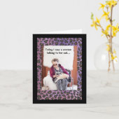 Funny Lady die met haar hond praat over een dame e Kaart (Gele Bloem)