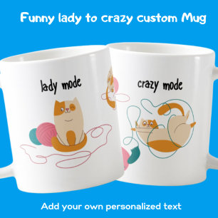 Funny Lady Mode Crazy Mode Cat Girl Power Kniting Koffiemok