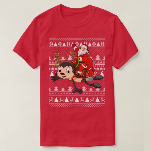 Funny Ladybird Lover Santa Riding Ladybird Ugly Ch T-shirt (Design voorkant)
