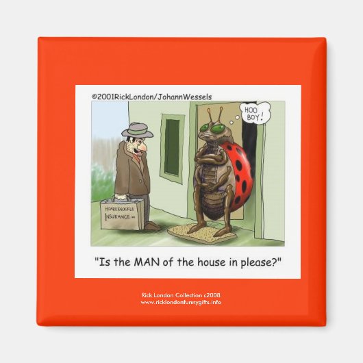 Funny Ladybug-Cartoon op Quality Novelty Magnet (Voorkant)