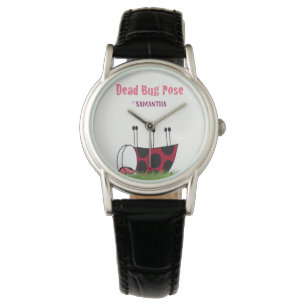 Funny Ladybug Dead Bug Yoga Pose Horloge