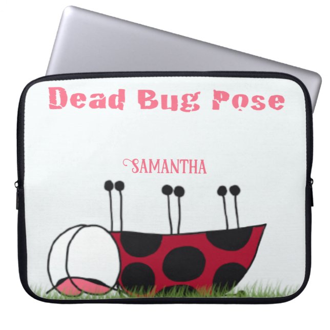 Funny Ladybug Dead Bug Yoga Pose Laptop Sleeve (Voorkant)
