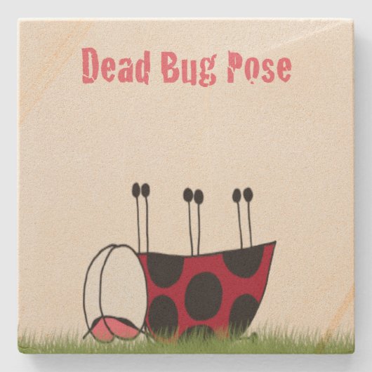 Funny Ladybug Dead Bug Yoga Pose Stenen Onderzetter (Voorkant)