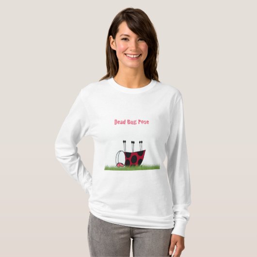 Funny Ladybug Dead Bug Yoga Pose T-shirt (Voorkant volledig)