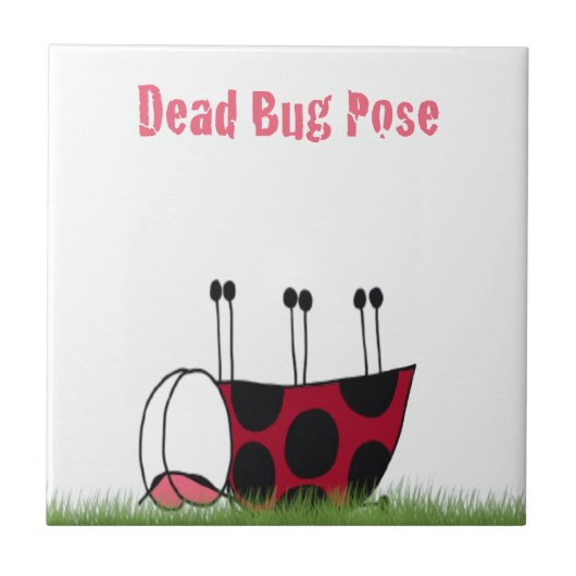 Funny Ladybug Dead Bug Yoga Pose Tegeltje (Voorkant)