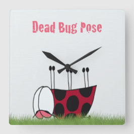 Funny Ladybug Dead Bug Yoga Pose Vierkante Klok