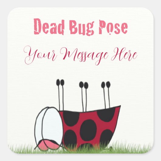 Funny Ladybug Dead Bug Yoga Pose Vierkante Sticker (Voorkant)