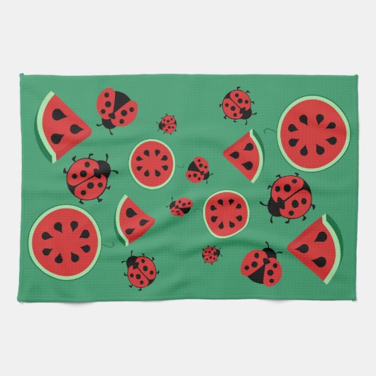 Funny Ladybug en Watermelon Theedoek (Horizontaal)
